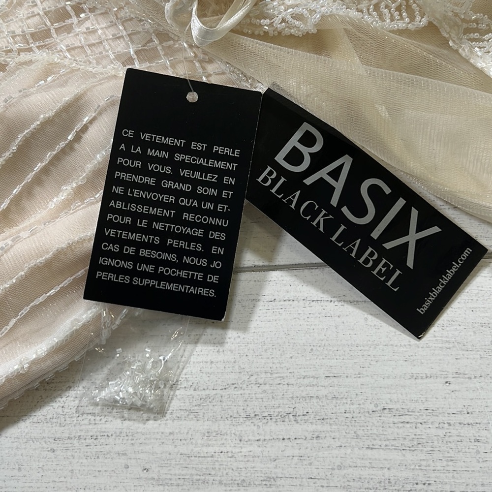 Basix Black Label Mesh Embellished Beaded Dress Gown NWT Color Ivory Size 4 - Picture 13 of 16